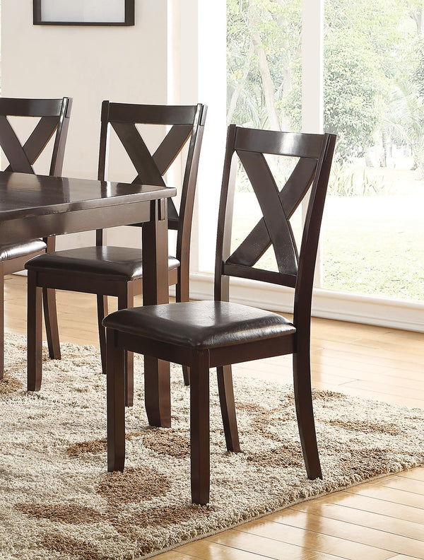 English Elm Dining 6-Piece Casual Modern Table Set with Bench and Cushioned X-Back Chairs, Wood Veneer Finish Espresso 41 L x 11 W x 64 H B011S00404