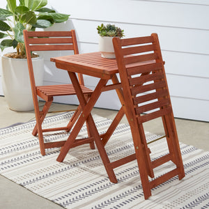 English Elm Marco Reddish Brown Eucalyptus Balcony Bistro Set - Weather-Resistant, Oil-Rubbed Finish, No Assembly B093121237