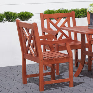 English Elm Lidwina Eucalyptus Reddish Brown Patio Armchair — Weather-Resistant Tropical Wood, 220 lb Capacity, UV-Safe Finish B093121210