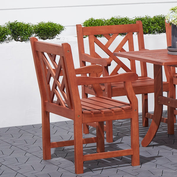 English Elm Lidwina Eucalyptus Reddish Brown Patio Armchair — Weather-Resistant Tropical Wood, 220 lb Capacity, UV-Safe Finish B093121210