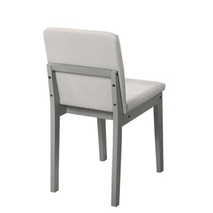 English Elm Grey 5pc Dining Set with Beige Burlap Cushions, Compact Rubberwood Veneer Table & 4 Chairs, Modern Transitional Design B011118999