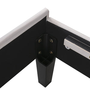 English Elm Queen Upholstered Platform Bed with Floral Velvet Headboard, Sturdy Wood Slats, Modern Comfort Beige WF305291AAA