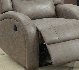 English Elm POWER Recliner with Leather-Like Upholstery and Metal Power Mechanism, Solid Wood Frame Comfort Gray 36 L x 31 W x 26 H B089112978