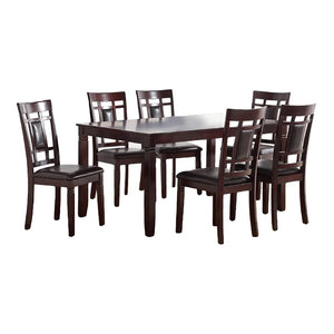 English Elm Modern 7pc Dining Set Espresso Finish with Eyelet Back Chairs, Faux Leather Cushions, Seats 6 B011119001