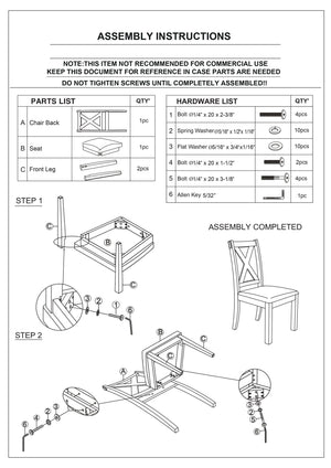 English Elm Dining 6-Piece Casual Modern Table Set with Bench and Cushioned X-Back Chairs, Wood Veneer Finish Grey 40 L x 12 W x 64 H B011S00405