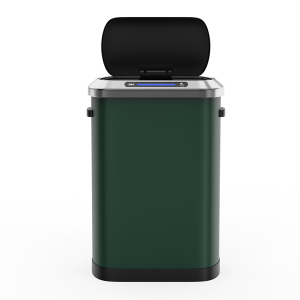English Elm 50L Motion Sensor Trash Can with Silent Soft-Close Lid, 50L Stainless Steel 13.2Gal Hands-Free Bin Green W1550106526