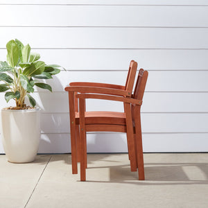 English Elm Caladesi Reddish Brown Eucalyptus Stackable Patio Armchairs Set of 2 — Weather‑Resistant, Oil‑Rubbed Finish, Easy Assembly B093121215