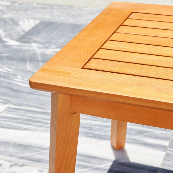 English Elm Rayna Outdoor Eucalyptus Slatted Side Table with Oil-rubbed Finish for Poolside Decks B093121221
