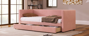 English Elm Twin Corduroy Daybed with Two Storage Drawers, Solid Pine Legs, Wood Slat Support, Durable Design Pink SF000007AAH