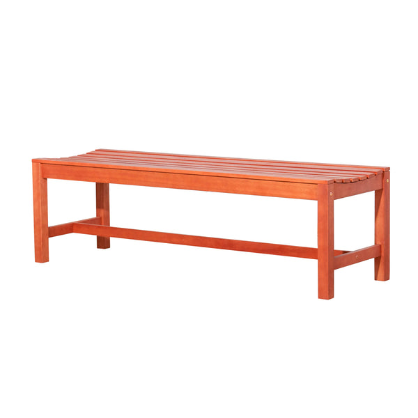 English Elm Emilio Eucalyptus 3-Seater Backless Garden Bench, Reddish Brown Oil-Rubbed Finish, Weather-Resistant B093121196