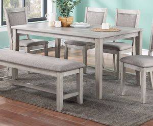 English Elm Contemporary Six Piece Rubberwood Dining Set with Bench Padded Seats Natural Finish B011S00407