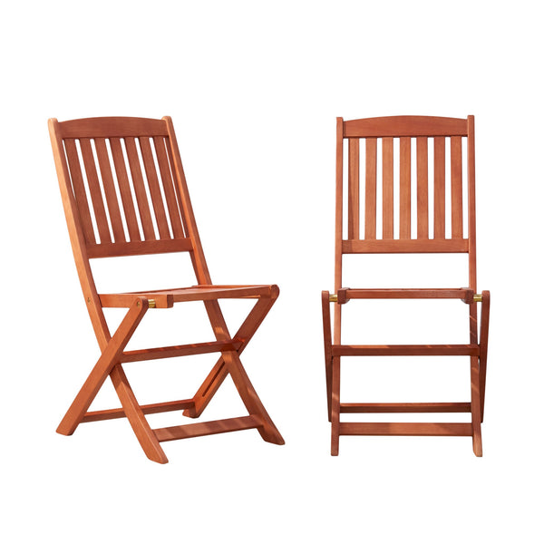 English Elm Lucius Reddish Brown Eucalyptus Folding Patio Chairs Set of 2 — Weather‑Resistant, UV‑Safe, No Assembly B093121205