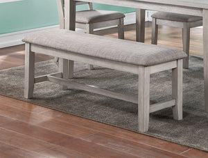 English Elm Contemporary Six Piece Rubberwood Dining Set with Bench Padded Seats Natural Finish B011S00407