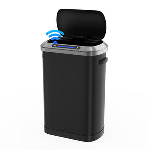 English Elm 50L Motion Sensor Trash Can with Silent Soft-Close Lid, 50L Stainless Steel 13.2Gal Hands-Free Bin Black W1550106524