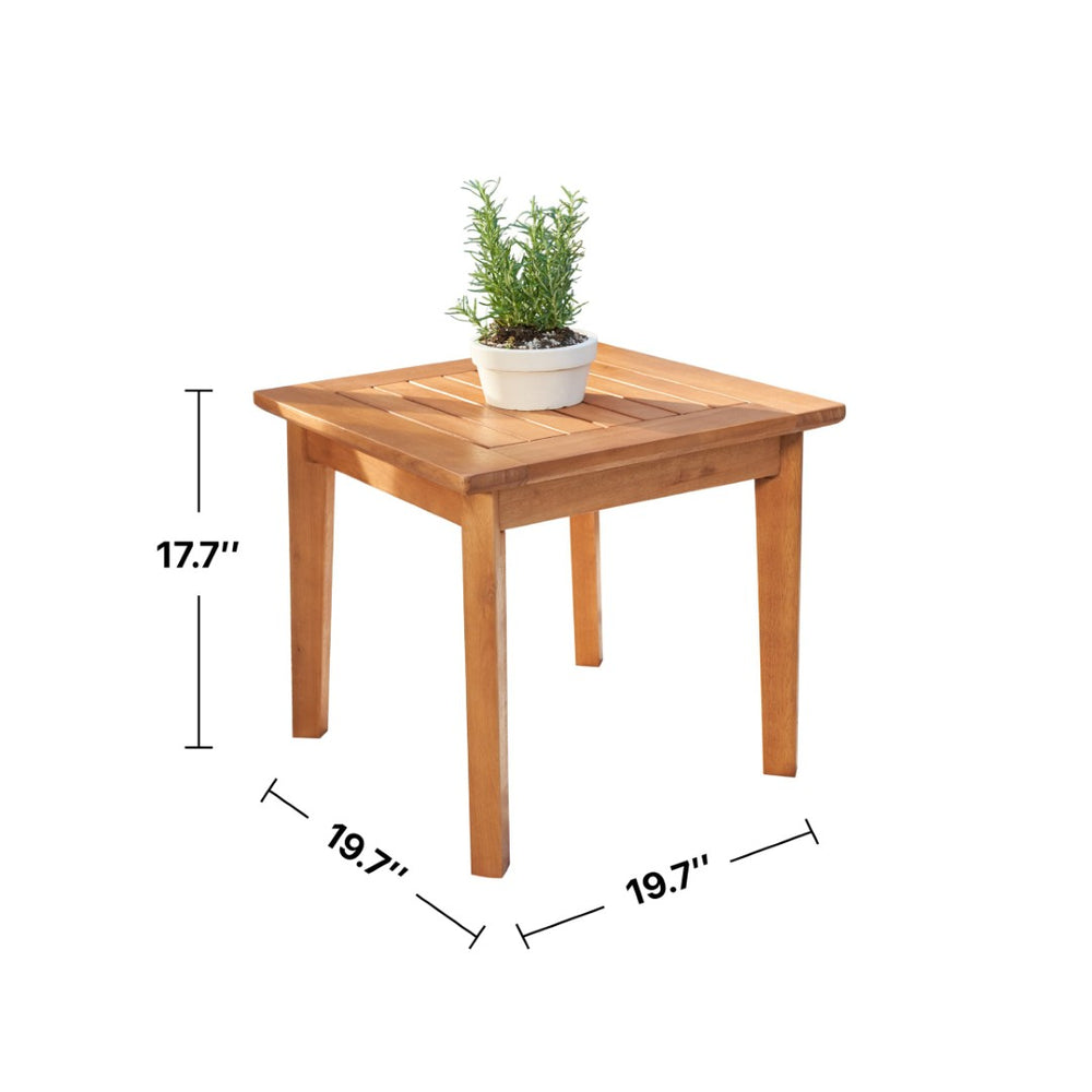 English Elm Rayna Outdoor Eucalyptus Slatted Side Table with Oil-rubbed Finish for Poolside Decks B093121221