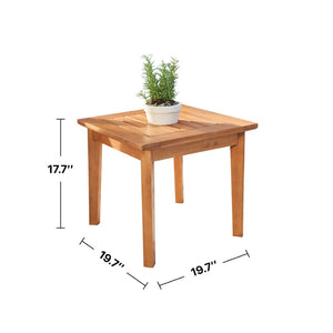 English Elm Rayna Outdoor Eucalyptus Slatted Side Table with Oil-rubbed Finish for Poolside Decks B093121221
