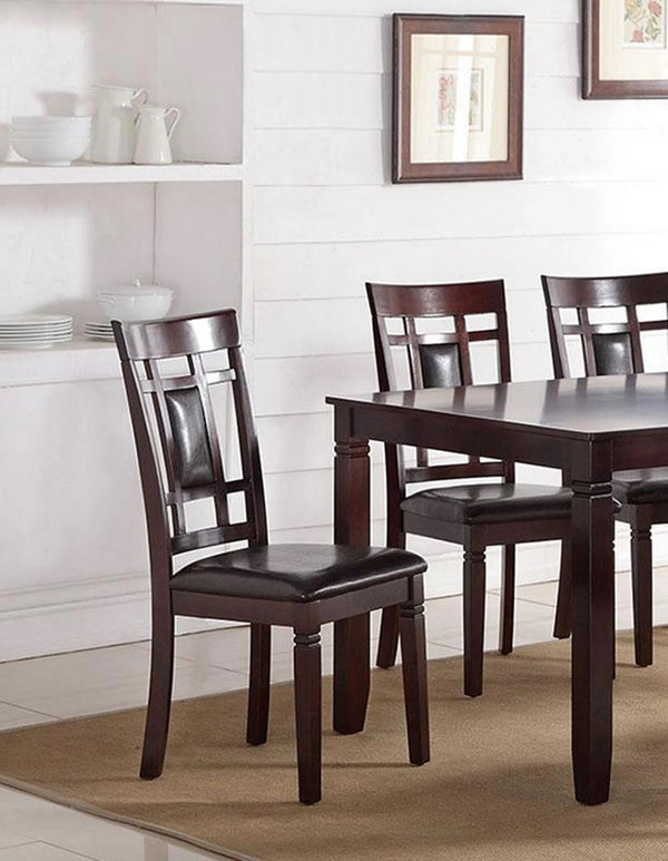 English Elm Modern 7pc Dining Set Espresso Finish with Eyelet Back Chairs, Faux Leather Cushions, Seats 6 B011119001