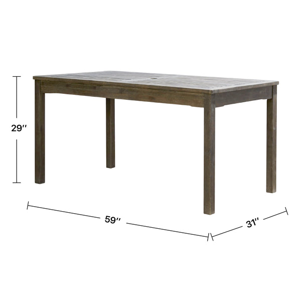 English Elm Caladesi Reddish Brown Eucalyptus Patio Dining Table for Six — Weather‑Resistant, Oil‑Rubbed Finish, 59" L Gray Wash B093121231