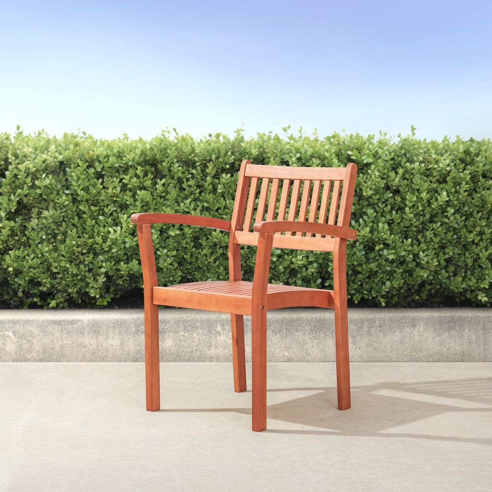 English Elm Caladesi Reddish Brown Eucalyptus Stackable Patio Armchairs Set of 2 — Weather‑Resistant, Oil‑Rubbed Finish, Easy Assembly B093121215