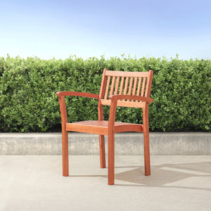 English Elm Caladesi Reddish Brown Eucalyptus Stackable Patio Armchairs Set of 2 — Weather‑Resistant, Oil‑Rubbed Finish, Easy Assembly B093121215