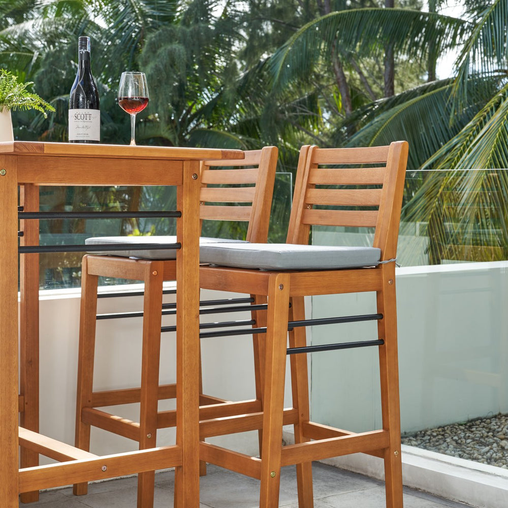 English Elm Carlton Honey Eucalyptus Counter-Height Bar Chair – Weather-Resistant, Space-Saving, Sturdy 19x15x44 B093121200