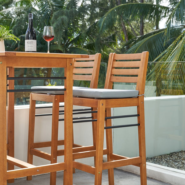English Elm Carlton Honey Eucalyptus Counter-Height Bar Chair – Weather-Resistant, Space-Saving, Sturdy 19x15x44 B093121200