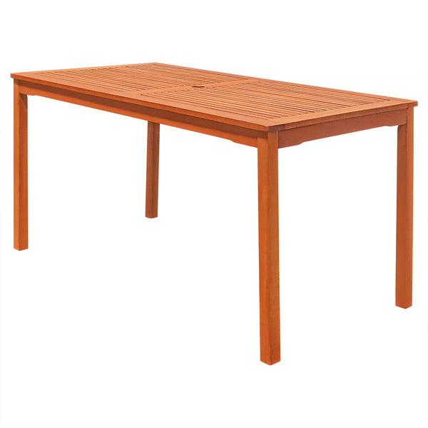 English Elm Caladesi Reddish Brown Eucalyptus Patio Dining Table for Six — Weather‑Resistant, Oil‑Rubbed Finish, 59" L Natural Wood B093121230