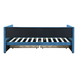 English Elm Twin Corduroy Daybed with Two Storage Drawers, Solid Pine Legs, Wood Slat Support, Durable Design Blue SF000007AAC