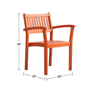 English Elm Caladesi Reddish Brown Eucalyptus Stackable Patio Armchairs Set of 2 — Weather‑Resistant, Oil‑Rubbed Finish, Easy Assembly B093121215