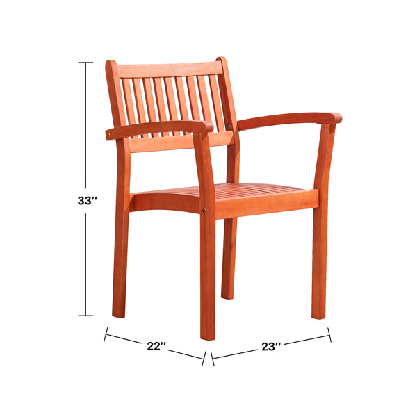 English Elm Caladesi Reddish Brown Eucalyptus Stackable Patio Armchairs Set of 2 — Weather‑Resistant, Oil‑Rubbed Finish, Easy Assembly B093121215