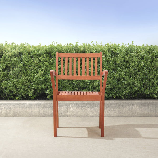 English Elm Caladesi Reddish Brown Eucalyptus Stackable Patio Armchairs Set of 2 — Weather‑Resistant, Oil‑Rubbed Finish, Easy Assembly B093121215
