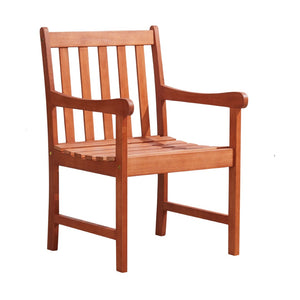 English Elm Aina Outdoor Eucalyptus Hardwood Armchair Slatted Patio Seating with Oil Rubbed Finish B093121214