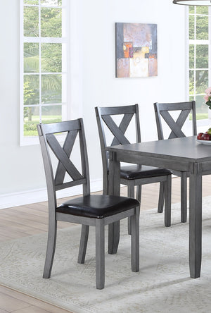 English Elm Dining 6-Piece Casual Modern Table Set with Bench and Cushioned X-Back Chairs, Wood Veneer Finish Grey 40 L x 12 W x 64 H B011S00405