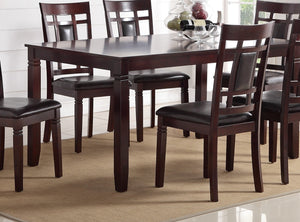 English Elm Modern 7pc Dining Set Espresso Finish with Eyelet Back Chairs, Faux Leather Cushions, Seats 6 B011119001