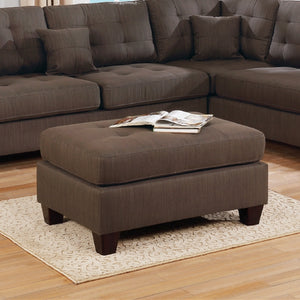 English Elm 3-PCS Sectional Sofa in Black Coffee - Reversible L/R Chaise, Linen-Like Polyfiber, Solid Wood Frame B089S00110