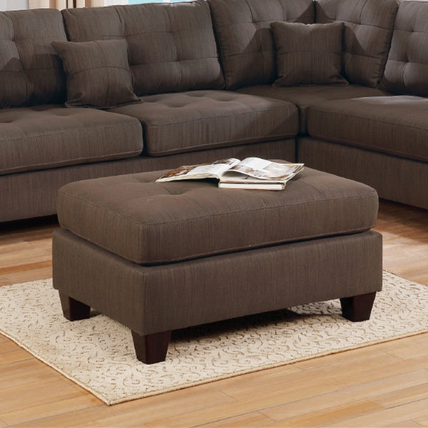 English Elm 3-PCS Sectional Sofa in Black Coffee - Reversible L/R Chaise, Linen-Like Polyfiber, Solid Wood Frame B089S00110