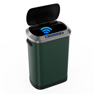 English Elm 50L Motion Sensor Trash Can with Silent Soft-Close Lid, 50L Stainless Steel 13.2Gal Hands-Free Bin Green W1550106526