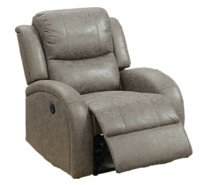 English Elm POWER Recliner with Leather-Like Upholstery and Metal Power Mechanism, Solid Wood Frame Comfort Gray 36 L x 31 W x 26 H B089112978