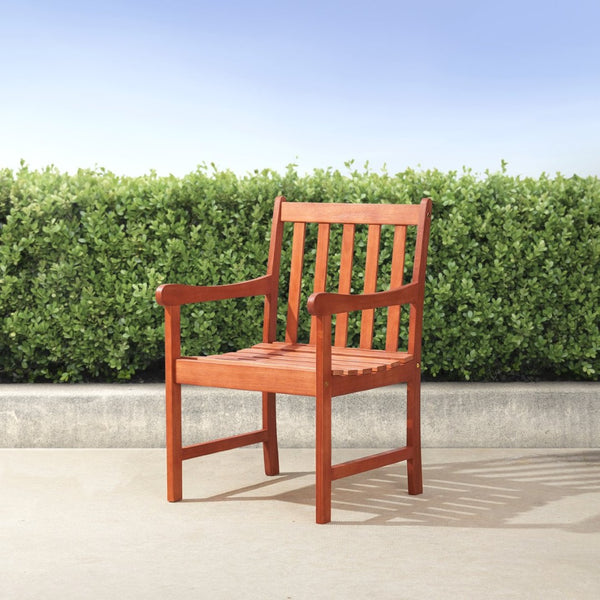 English Elm Aina Outdoor Eucalyptus Hardwood Armchair Slatted Patio Seating with Oil Rubbed Finish B093121214