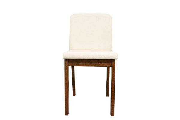 English Elm Dark Walnut 5pc Dining Set with Beige Burlap Cushions, Rubberwood Veneer, Compact Table-Chairs Combo B011119000