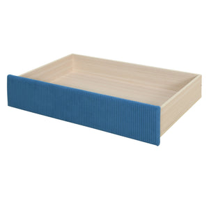 English Elm Twin Corduroy Daybed with Two Storage Drawers, Solid Pine Legs, Wood Slat Support, Durable Design Blue SF000007AAC