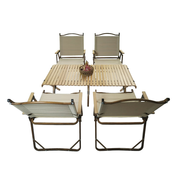 English Elm Multi-Function Foldable Dining Set For 4 - Portable Table & Chairs For Indoor/Outdoor Use, Natural W495S00002