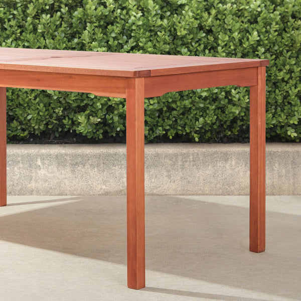 English Elm Caladesi Reddish Brown Eucalyptus Patio Dining Table for Six — Weather‑Resistant, Oil‑Rubbed Finish, 59" L Natural Wood B093121230