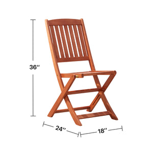 English Elm Lucius Reddish Brown Eucalyptus Folding Patio Chairs Set of 2 — Weather‑Resistant, UV‑Safe, No Assembly B093121205