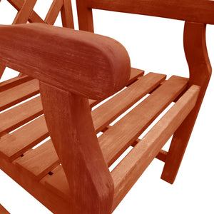 English Elm Lidwina Eucalyptus Reddish Brown Patio Armchair — Weather-Resistant Tropical Wood, 220 lb Capacity, UV-Safe Finish B093121210