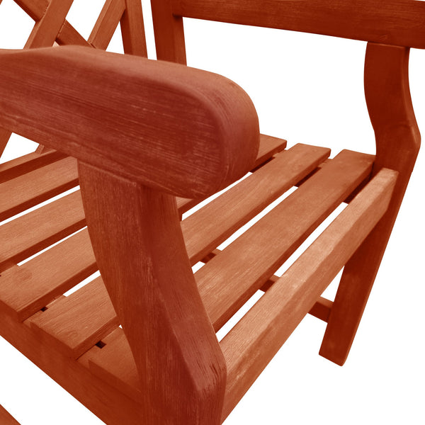 English Elm Lidwina Eucalyptus Reddish Brown Patio Armchair — Weather-Resistant Tropical Wood, 220 lb Capacity, UV-Safe Finish B093121210