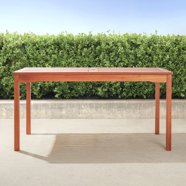 English Elm Caladesi Reddish Brown Eucalyptus Patio Dining Table for Six — Weather‑Resistant, Oil‑Rubbed Finish, 59" L Natural Wood B093121230