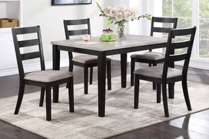 English Elm Classic 5pc Dining Set with Cushioned Ladder-Back Chairs and Wooden Top Table for Cozy Meals and Style Black 41 L x 13 W x 52 H B011119011