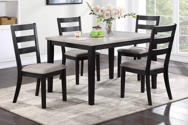English Elm Classic 5pc Dining Set with Cushioned Ladder-Back Chairs and Wooden Top Table for Cozy Meals and Style Black 41 L x 13 W x 52 H B011119011
