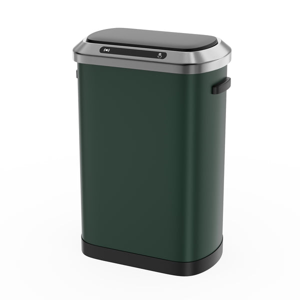 English Elm 50L Motion Sensor Trash Can with Silent Soft-Close Lid, 50L Stainless Steel 13.2Gal Hands-Free Bin Green W1550106526